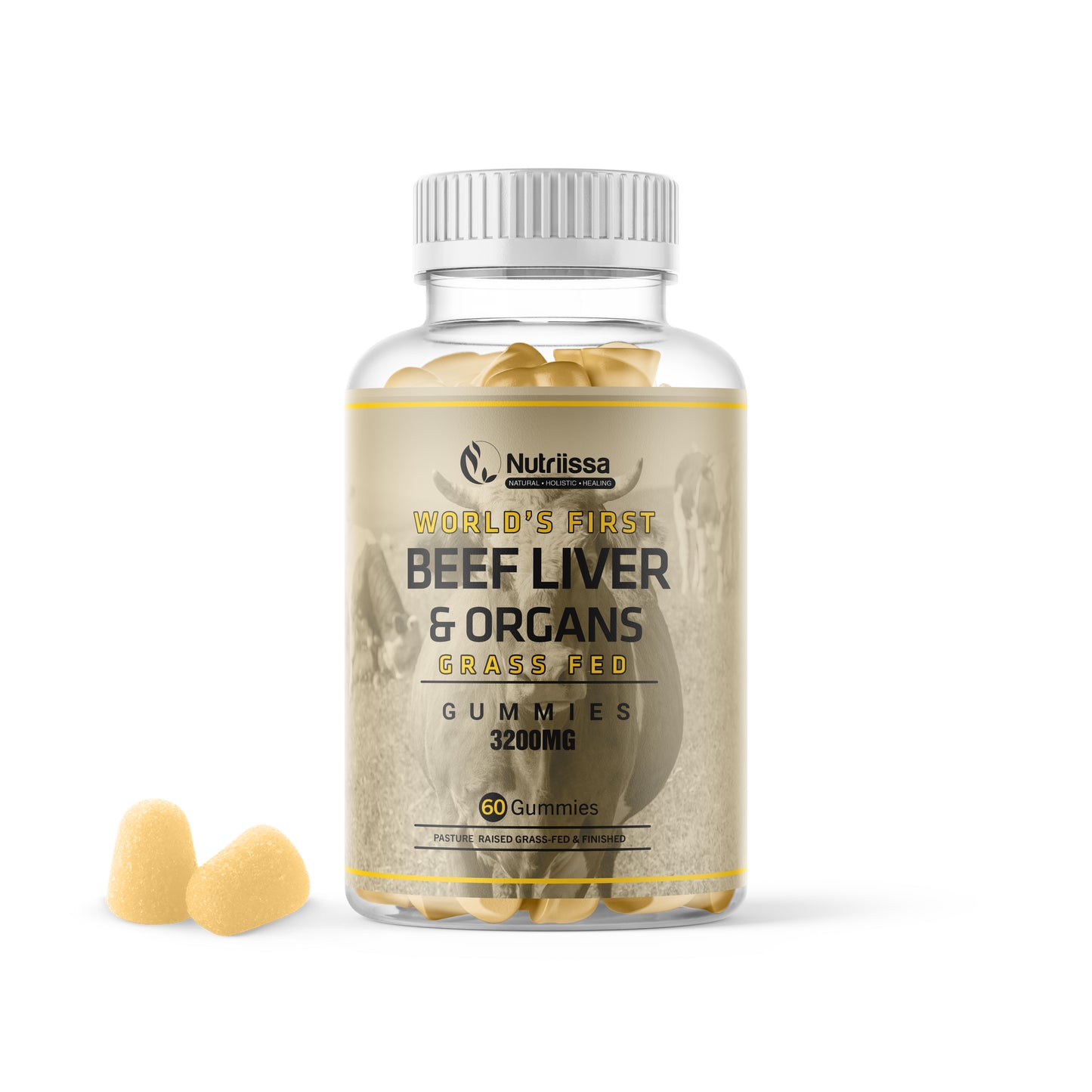 Organic Beef Liver and Organs Gummies – (Desiccated) 3200mg EA Beef Organ Supplement with Liver, Heart, Kidney, Pancreas, Spleen